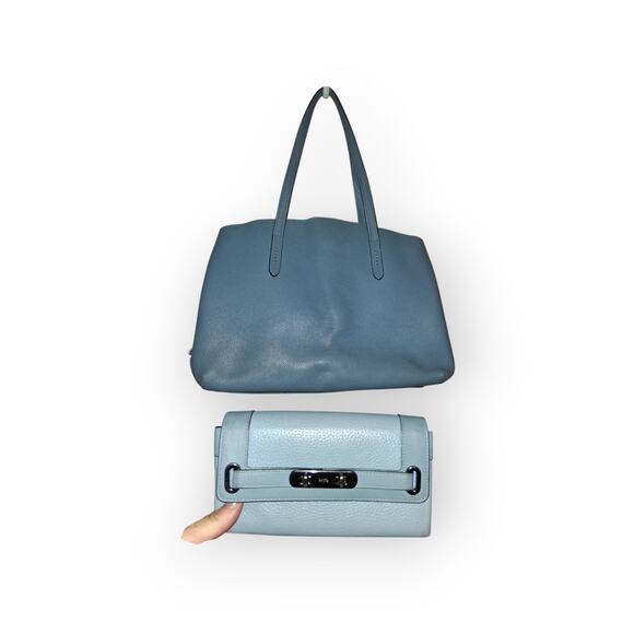 Coach Pebble Leather Tote Bag with Tag Charm - Picture 7 of 8